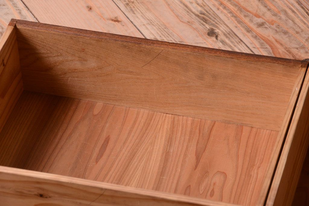 アンティーク家具　格子扉!古いナラ材の和製アンティーク戸棚(収納棚・本箱)