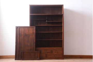 アンティーク家具　三方栓材製　和製アンティークの引き出し・作業台付き戸棚