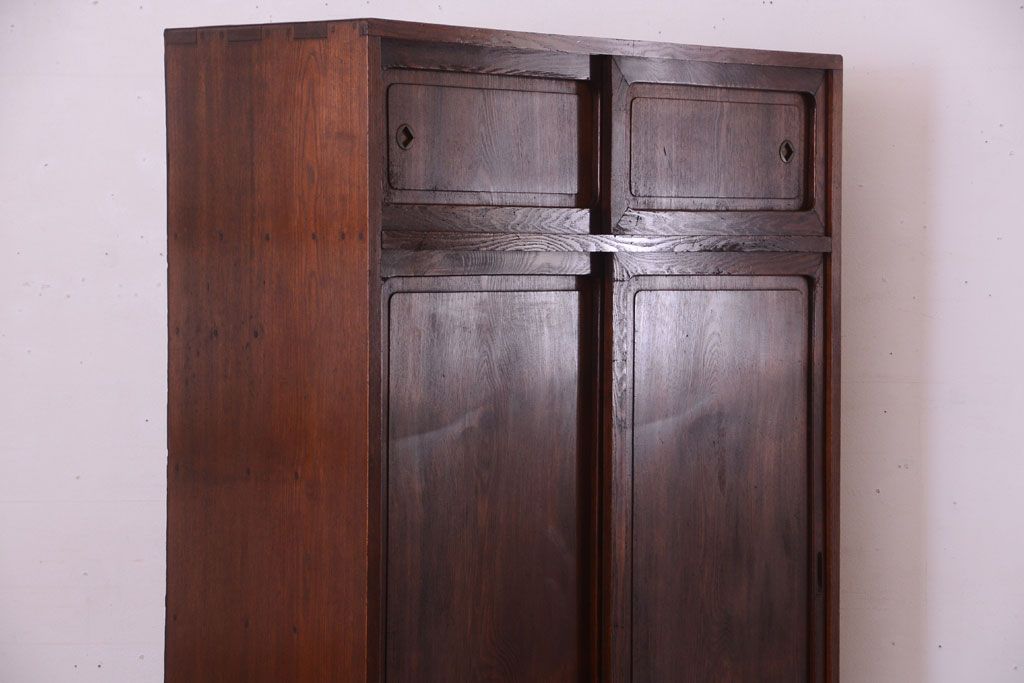 アンティーク家具　三方栓材製　和製アンティークの引き出し・作業台付き戸棚