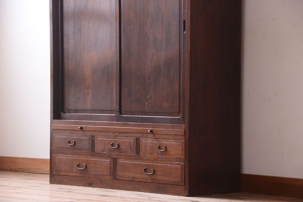 アンティーク家具　三方栓材製　和製アンティークの引き出し・作業台付き戸棚