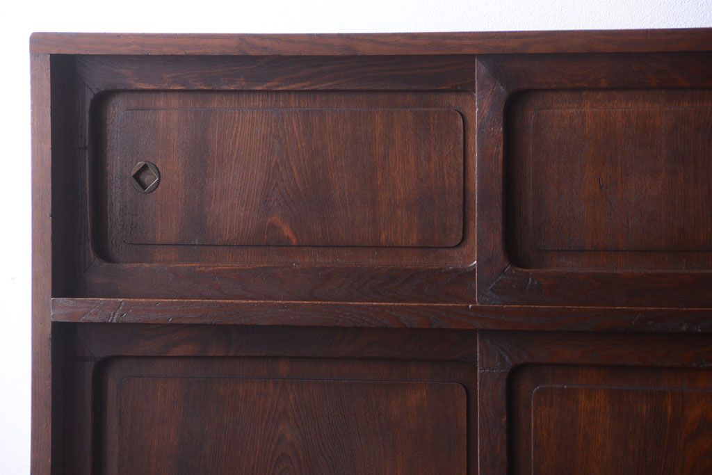 アンティーク家具　三方栓材製　和製アンティークの引き出し・作業台付き戸棚