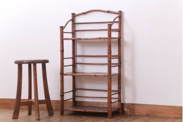アンティーク家具　竹材製!和製アンティークの飾り棚(陳列棚)