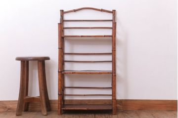 アンティーク家具　竹材製!和製アンティークの飾り棚(陳列棚)