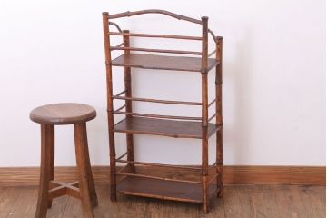 アンティーク家具　竹材製!和製アンティークの飾り棚(陳列棚)
