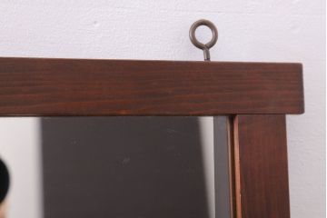 アンティーク雑貨　古い木のシンプルなアンティーク面取りミラー(鏡)