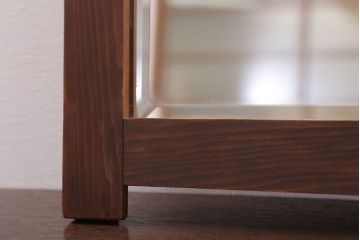 アンティーク雑貨　古い木のシンプルなアンティーク面取りミラー(鏡)