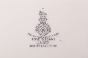 アンティーク雑貨　ROYAL DOULTON(ロイヤルドルトン)　ROSE ELEGANS(ローズ・エレガンス)　ディナープレート4枚セット(皿・洋食器)