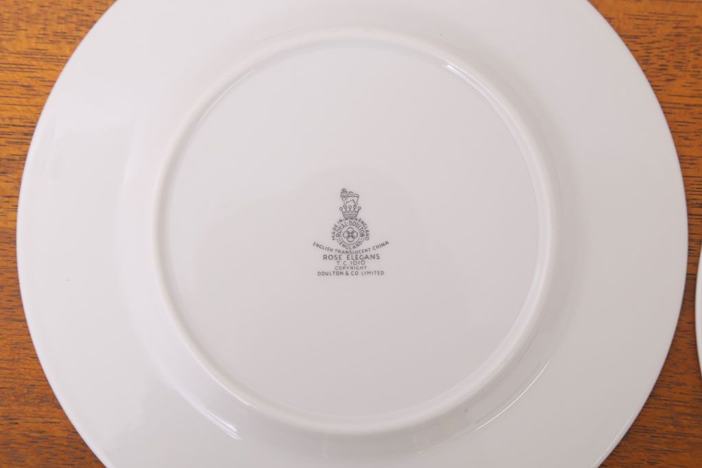 アンティーク雑貨　【T様ご成約済・ご決済用】ROYAL DOULTON(ロイヤルドルトン)　ROSE ELEGANS(ローズ・エレガンス)　サラダプレート4枚セット(皿・洋食器)(2)