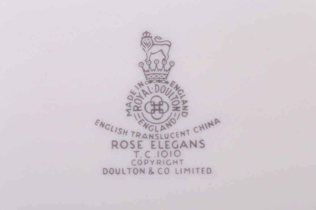 アンティーク雑貨　ROYAL DOULTON(ロイヤルドルトン)　ROSE ELEGANS(ローズ・エレガンス)　グレービーボート(ソースボート)(洋食器)