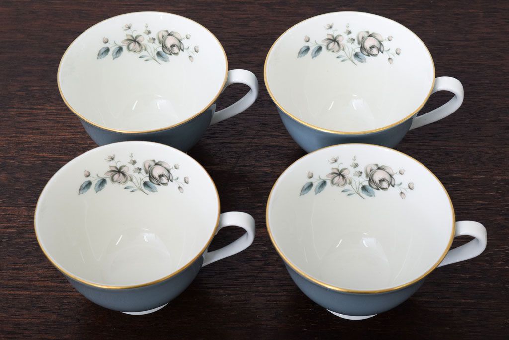 ROYAL DOULTON(ロイヤルドルトン)　ROSE ELEGANS(ローズ・エレガンス)　カップ&ソーサー4客セット(洋食器)(1)