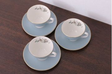 アンティーク雑貨　【T様ご成約済・ご決済用】ROYAL DOULTON(ロイヤルドルトン)　ROSE ELEGANS(ローズ・エレガンス)　カップ&ソーサー3客セット(洋食器)
