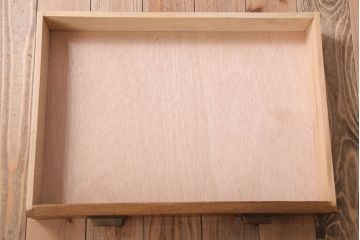 レトロ家具　和製アンティーク　ナラ材・ブナ材製　昭和レトロな薄型の片袖机(デスク)