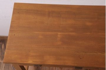 レトロ家具　和製アンティーク　ナラ材・ブナ材製　昭和レトロな薄型の片袖机(デスク)