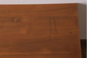 レトロ家具　和製アンティーク　ナラ材・ブナ材製　昭和レトロな薄型の片袖机(デスク)