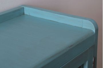 アンティーク家具　モールガラス入り　ペイント　アンティークブックケース(本箱)