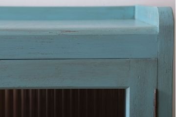 アンティーク家具　モールガラス入り　ペイント　アンティークブックケース(本箱)