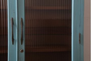 アンティーク家具　モールガラス入り　ペイント　アンティークブックケース(本箱)