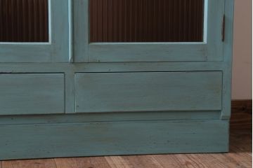 アンティーク家具　モールガラス入り　ペイント　アンティークブックケース(本箱)