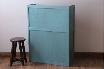 アンティーク家具　モールガラス入り　ペイント　アンティークブックケース(本箱)