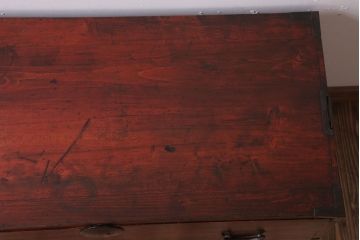 アンティーク家具　シンプルデザイン　古民具・骨董　丸金具付きの時代箪笥ローボード(1)