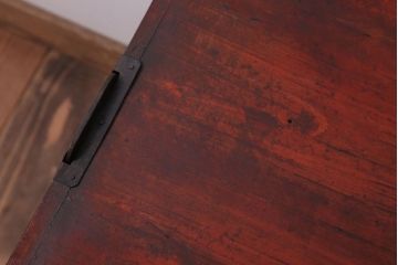 アンティーク家具　シンプルデザイン　古民具・骨董　丸金具付きの時代箪笥ローボード(2)