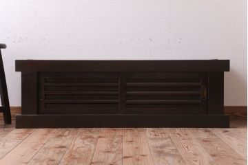 アンティーク家具　和モダンスタイル　四尺　古い木のアンティーク水屋箪笥ローボード(1)(テレビ台、キャビネット、収納棚)