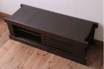 アンティーク家具　和モダンスタイル　四尺　古い木のアンティーク水屋箪笥ローボード(1)(テレビ台、キャビネット、収納棚)