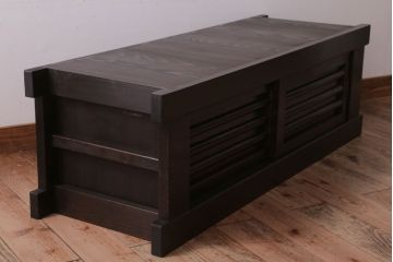 アンティーク家具　和モダンスタイル　四尺　古い木のアンティーク水屋箪笥ローボード(1)(テレビ台、キャビネット、収納棚)