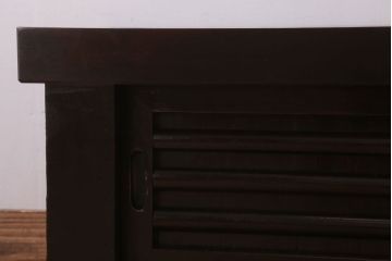 アンティーク家具　和モダンスタイル　四尺　古い木のアンティーク水屋箪笥ローボード(1)(テレビ台、キャビネット、収納棚)