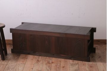 アンティーク家具　和モダンスタイル　四尺　古い木のアンティーク水屋箪笥ローボード(1)(テレビ台、キャビネット、収納棚)