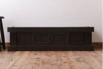 アンティーク家具　四尺　和モダンスタイル　古い木のアンティーク水屋箪笥ローボード(2)(テレビ台、キャビネット、収納棚)