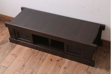 アンティーク家具　四尺　和モダンスタイル　古い木のアンティーク水屋箪笥ローボード(2)(テレビ台、キャビネット、収納棚)