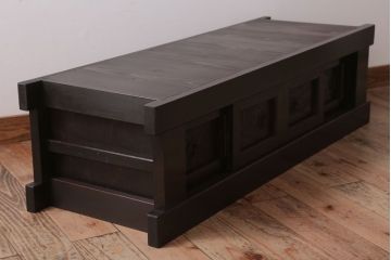 アンティーク家具　四尺　和モダンスタイル　古い木のアンティーク水屋箪笥ローボード(2)(テレビ台、キャビネット、収納棚)