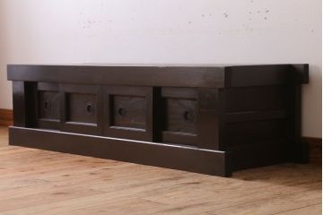 アンティーク家具　四尺　和モダンスタイル　古い木のアンティーク水屋箪笥ローボード(2)(テレビ台、キャビネット、収納棚)