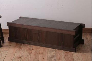 アンティーク家具　四尺　和モダンスタイル　古い木のアンティーク水屋箪笥ローボード(2)(テレビ台、キャビネット、収納棚)