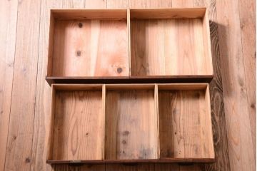 アンティーク家具　結霜ガラス入り!　古民具・骨董　前面欅材の上品なアンティーク茶箪笥