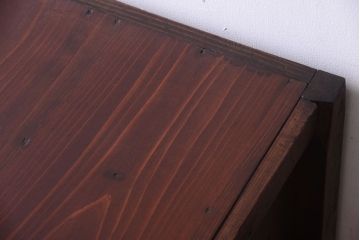 アンティーク家具　結霜ガラス入り!　古民具・骨董　前面欅材の上品なアンティーク茶箪笥