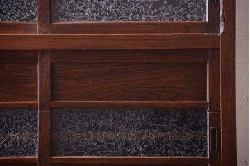 アンティーク家具　結霜ガラス入り!　古民具・骨董　前面欅材の上品なアンティーク茶箪笥