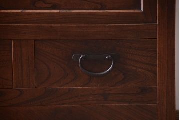 アンティーク家具　結霜ガラス入り!　古民具・骨董　前面欅材の上品なアンティーク茶箪笥