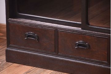 アンティーク家具　古い木の上品な和製アンティーク茶箪笥(茶棚)