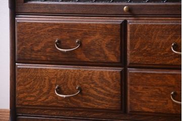 アンティーク家具　イギリスアンティーク　変わり型　オーク材製のスタッキングビューローブックケース