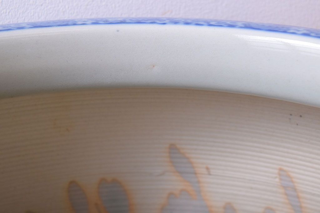 アンティーク雑貨　大正〜昭和初期　古民具・骨董　窓絵松竹　青海波　アンティーク瀬戸火鉢