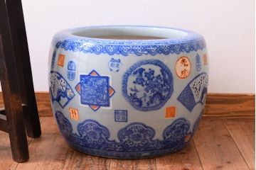 アンティーク雑貨　大正〜昭和初期　古民具・骨董　窓絵　印章　画章　アンティーク瀬戸火鉢