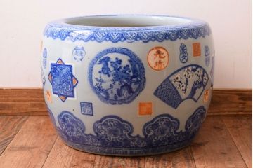 アンティーク雑貨　大正〜昭和初期　古民具・骨董　窓絵　印章　画章　アンティーク瀬戸火鉢