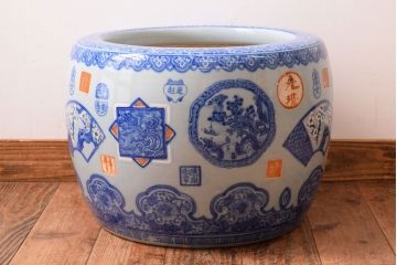 アンティーク雑貨　大正〜昭和初期　古民具・骨董　窓絵　印章　画章　アンティーク瀬戸火鉢