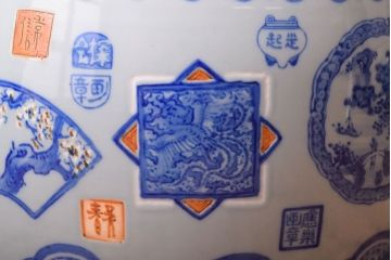 アンティーク雑貨　大正〜昭和初期　古民具・骨董　窓絵　印章　画章　アンティーク瀬戸火鉢