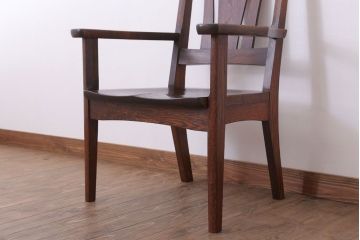 中古　美品　オークヴィレッジ　ナラ材　フォレストチェア(アームチェア)(定価12万8千円)(1)