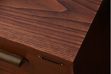 アンティーク家具　栗材天板のリメイク品　前面欅材の和製アンティークローボード(1)(ローチェスト)