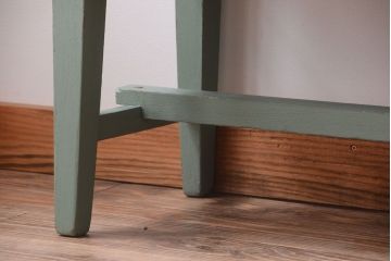 アンティーク家具　アンティークペイント　パッチワーク風の座面がお洒落なベンチ