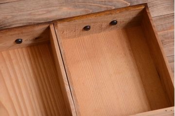 アンティーク家具　ダイヤガラス入り!作業台付き　古い木の和製アンティーク食器棚